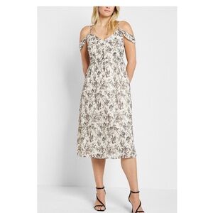 Express Black and White Floral Midi Dress